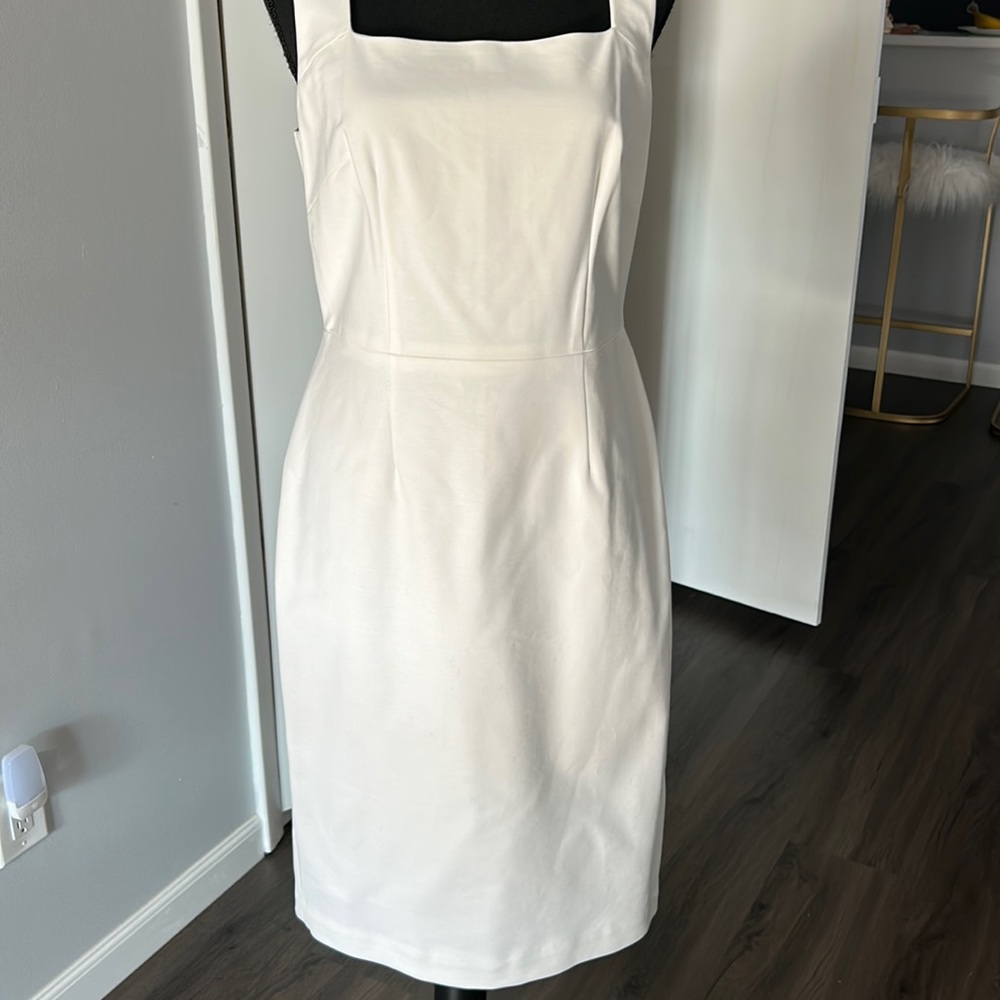 White A line fully line dress . Cotton size 6